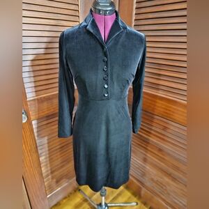 Vintage AKA Eddie Bauer Elegant Black Velvet Long Sleeve Dress